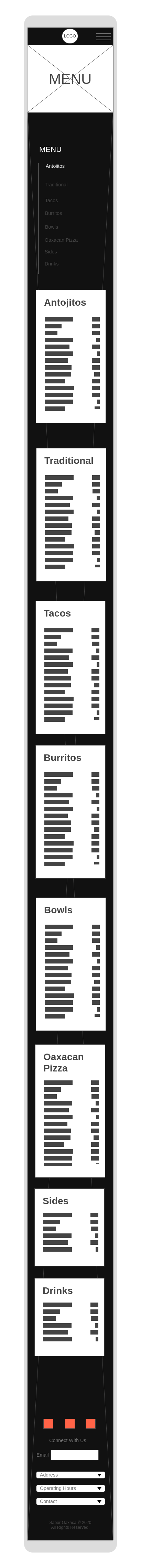 Mobile Menu WireFrame