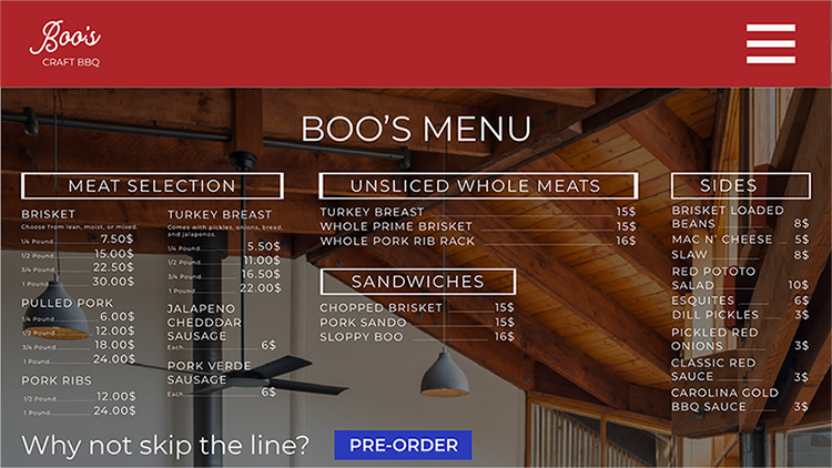 revised desktop menu