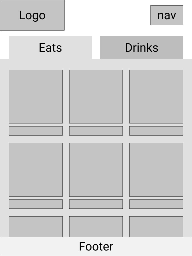 order page tablet wireframes