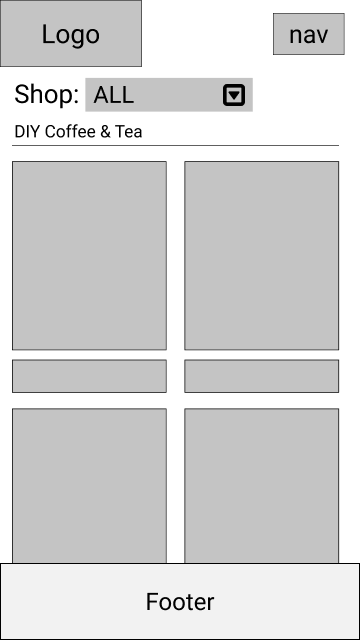 shop page mobile wireframes
