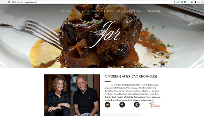 screenshot of the jar website