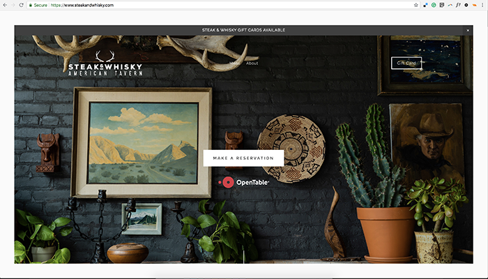 screenshot of steak and whisky website