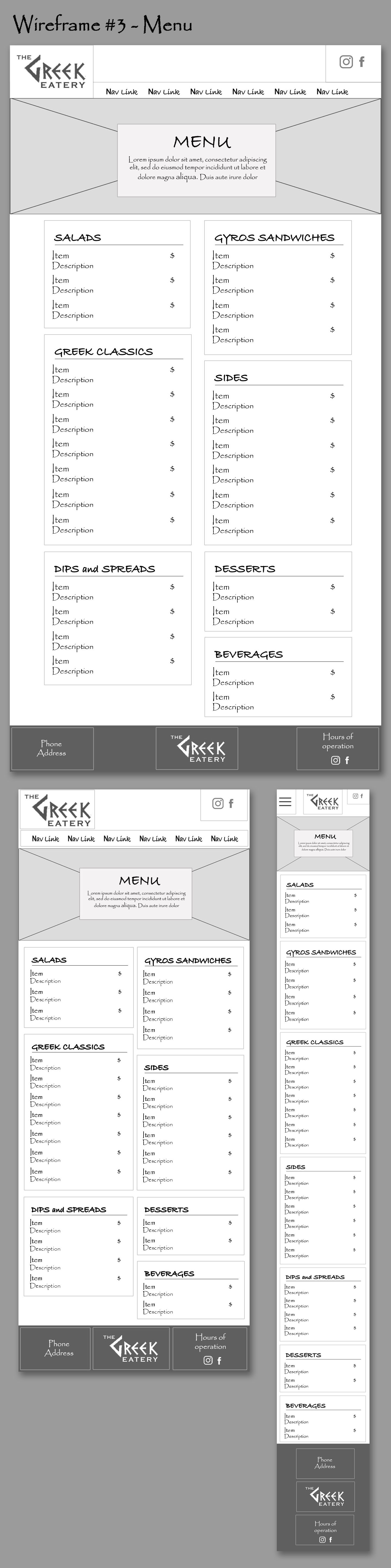 Wireframe #1 - Menu