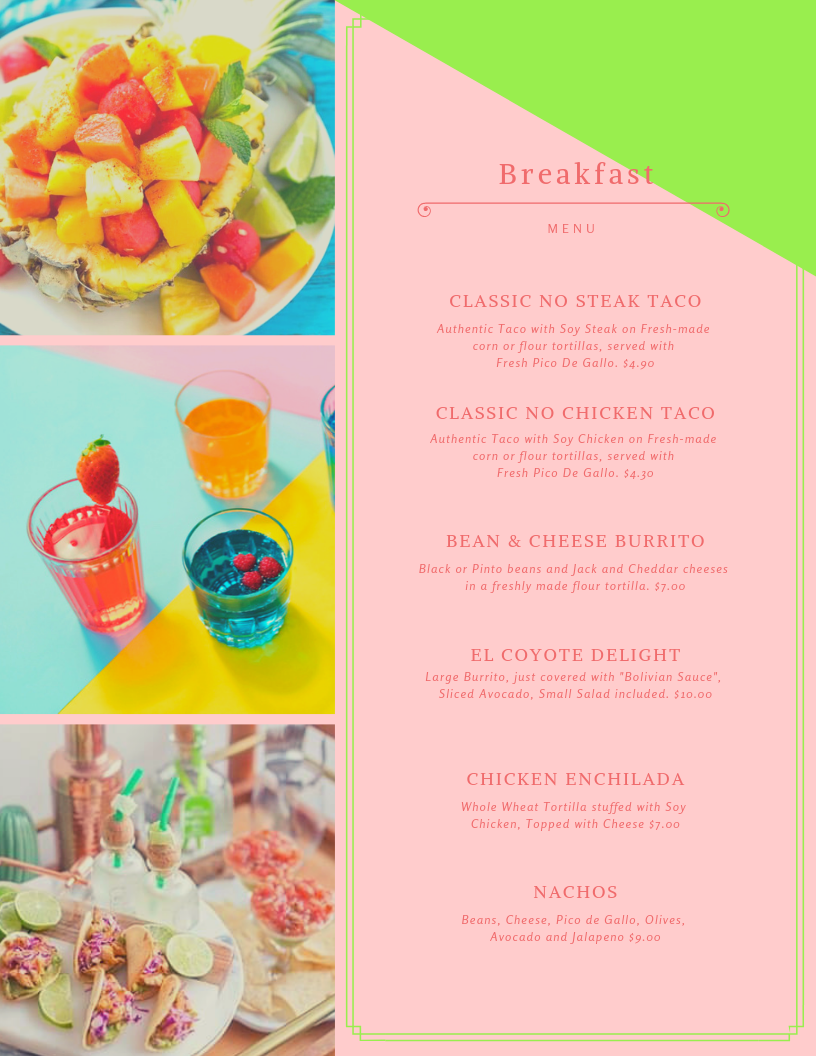 Breakfast Menu