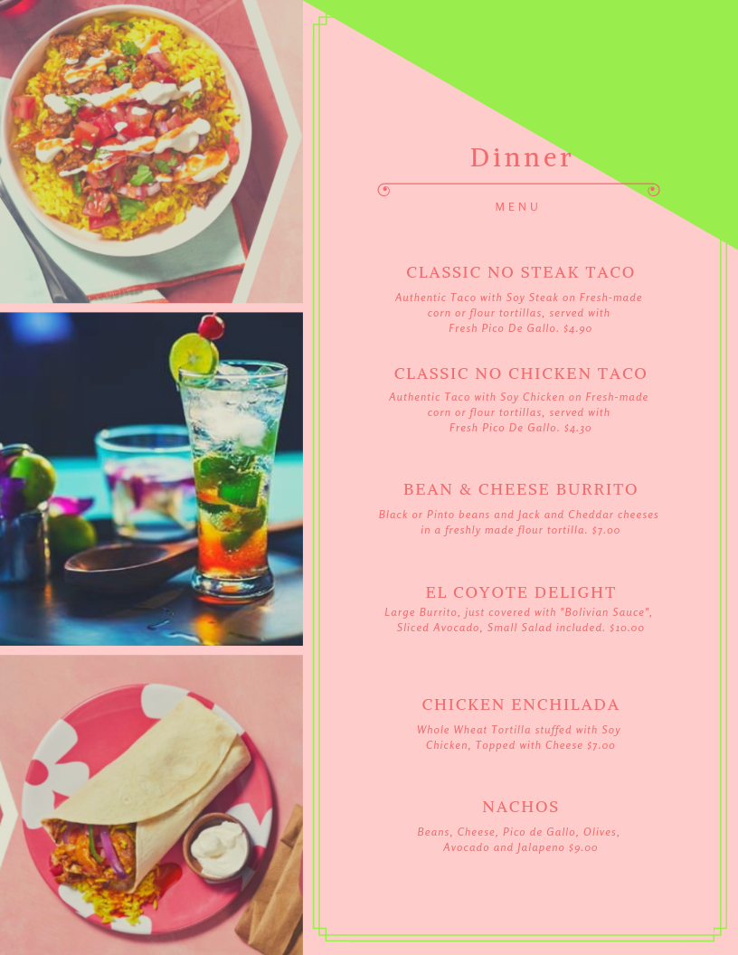 Dinner Menu
