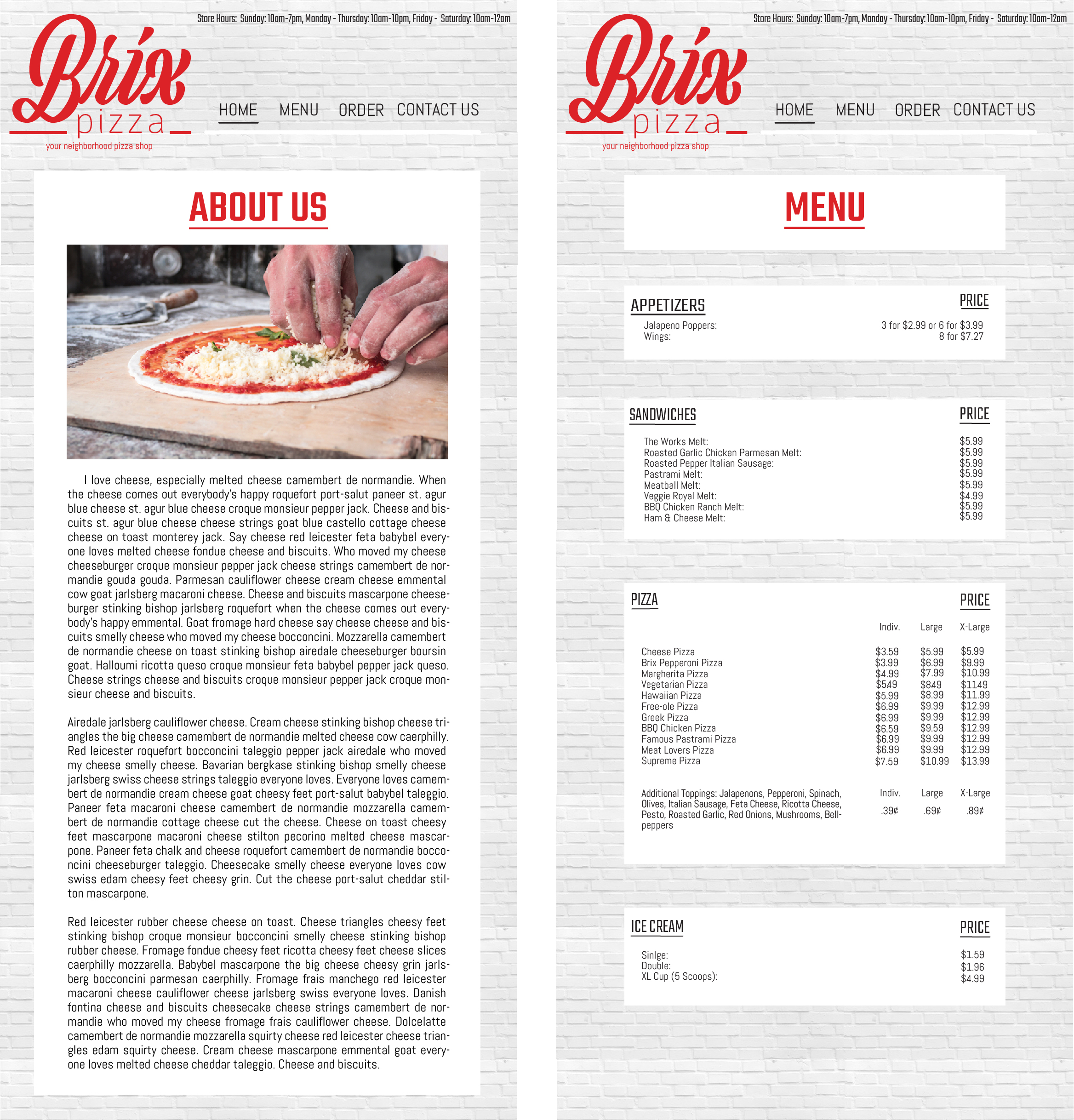 Homepage/Menu for Brix via mobile