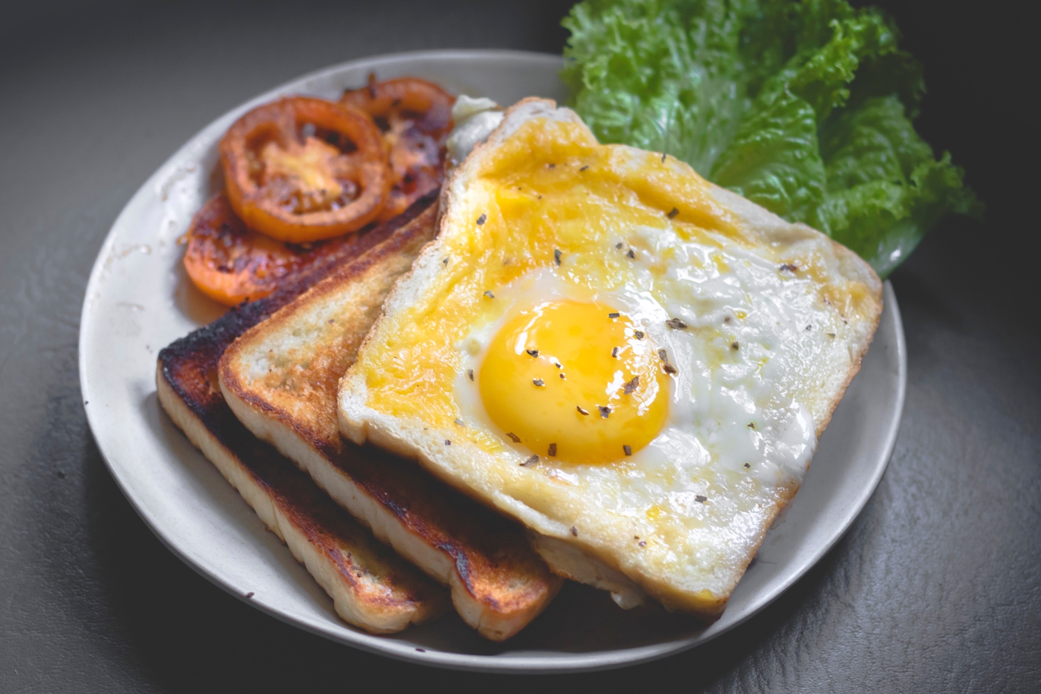 egg on a stack of toast