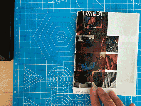 An animation of a book with turning pages.